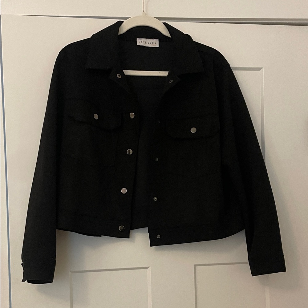 Topshop Black Jean Jacket for Women